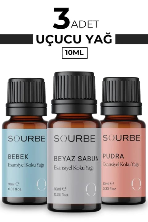SOURBE روغن معطر اسانس خالص بوی صابون بچه ۱۰ میلی‌لیتر (۳ عددی)