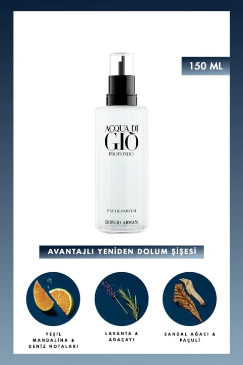 Giorgio Armani Acqua Di Gio Profondo ادوپرفیوم ۱۵۰ میلیلیتر رفیل قابل شارژ مجدد...