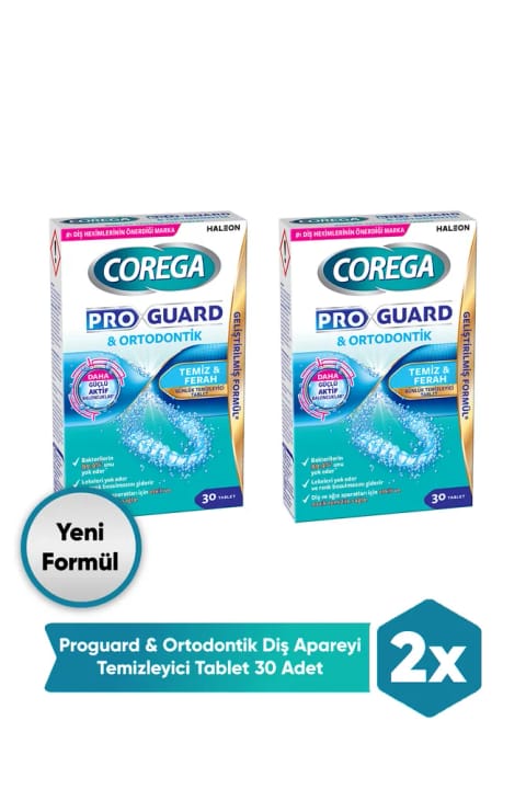 Corega Proguard ارتودنسی و ریتینر قرص تمیزکننده روزانه ۶۰ عددی