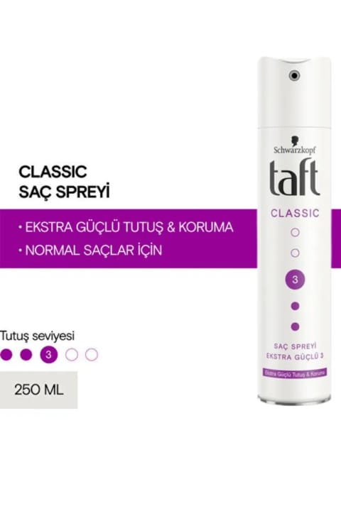 Taft Classic اسپری مو با تثبیت و محافظت فوق‌العاده بلندمدت ۲۵۰ میلی‌لیتر مناسب همه انواع مو
