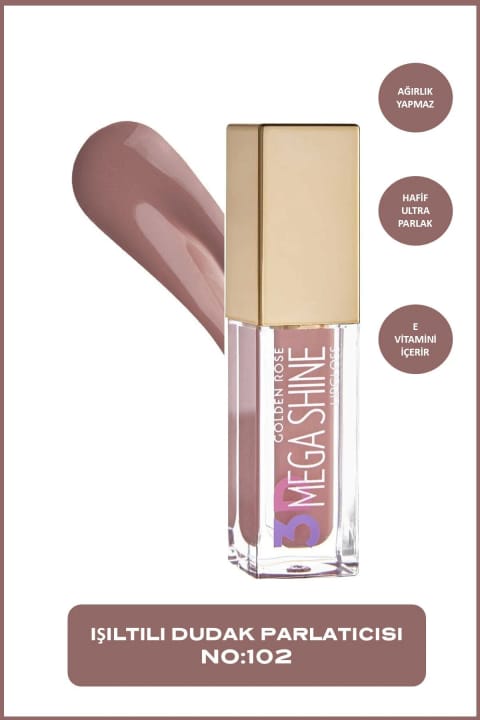 Golden Rose 3D Mega Shine Lipgloss - 102 - براق کننده لب