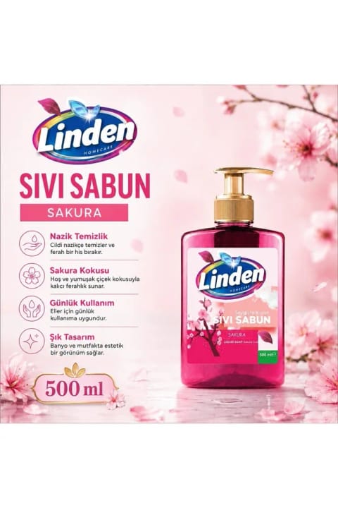 Linden شامپو بدن مایع ساکورا 500 میلی‌لیتر