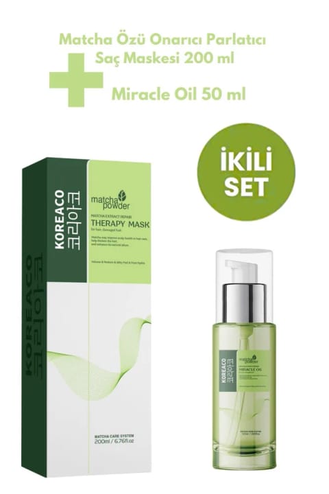 KOREACO ست مراقبت از مو ترمیمکننده، نرمکننده و براقکننده - ماسک مو و روغن مراقبت از مو