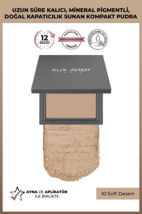 پودر فشرده Alix Avien - ماندگاری 12 ساعته - زیرتن پوست گرم-خنثی — 10 Soft Desert
