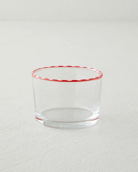 پیاله شیشه‌ای طرح Candy Cane Stripe ۸,۵ سانتی‌متری قرمز