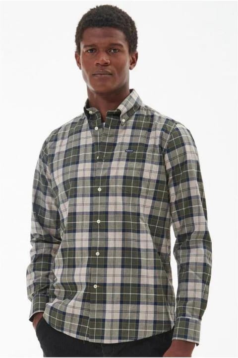 پیراهن Barbour مدل Wetheram Tailored Tartan رنگ TN16 Forest Mist Tartan