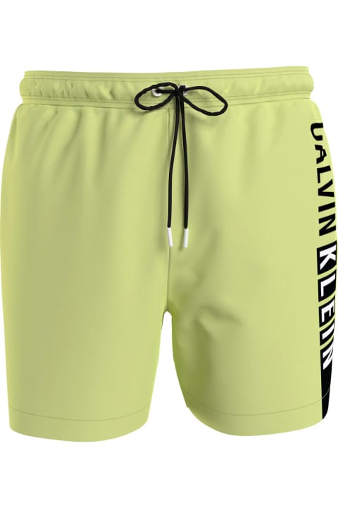 شورت ساحلی مردانه Calvin Klein با لوگو، پلیاستر سریعخشک — Yesil