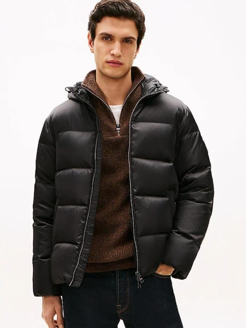Erkek Crest Down Hooded Puffer Mont