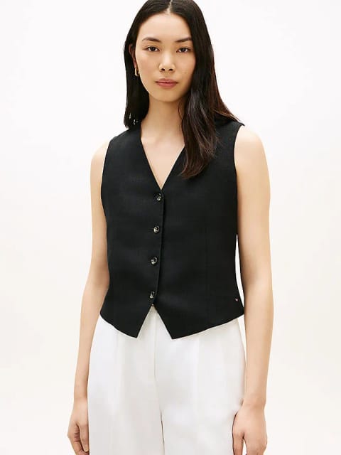 Tommy Hilfiger زنانه جلیقه کتان اسنشال