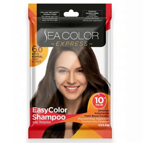 Sea Color شامپو رنگ موی سریع 6.0 قهوه‌ای تیره