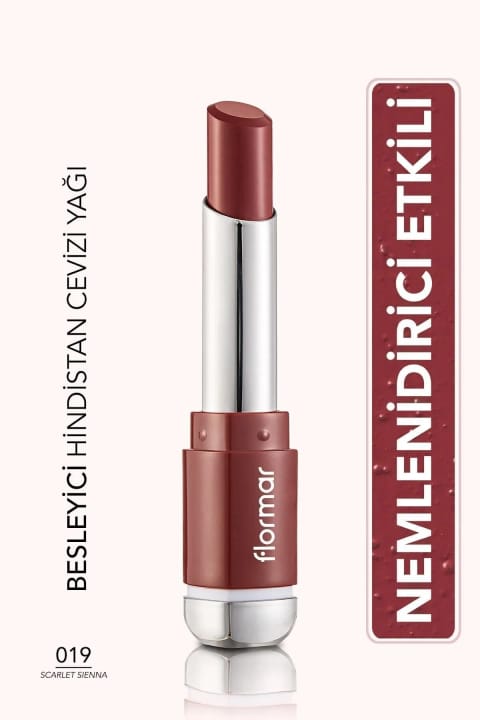 Flormar Saten Dokulu Stick Ruj - Prime N Lips Lipstick - 019 Scarlet Sienna