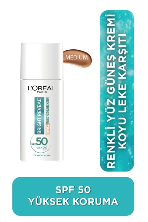 L'Oreal Paris Bright Reveal SPF 50+ ضد لک، فلوئید رنگی روزانه صورت