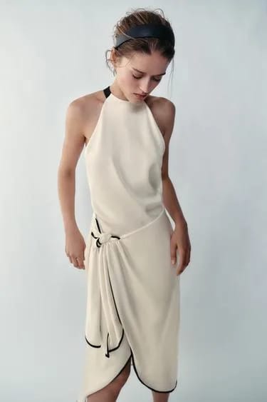 Zara — پیراهن میدی با دوخت کنتراست