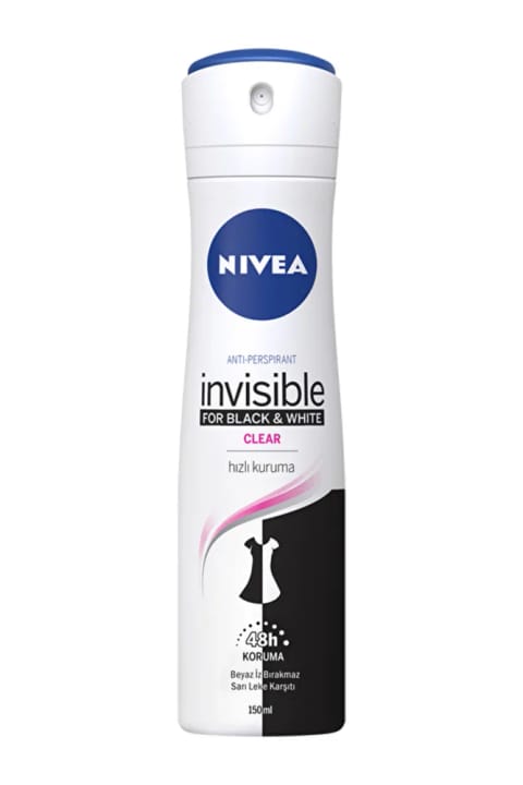 NIVEA دئودورانت نامرئی مشکی و سفید کلیر ۱۵۰ میلیلیتری