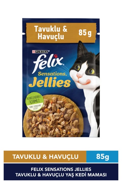 FELIX Sensations Jellies غذا مرطوب گربه با مرغ و هویج 85g