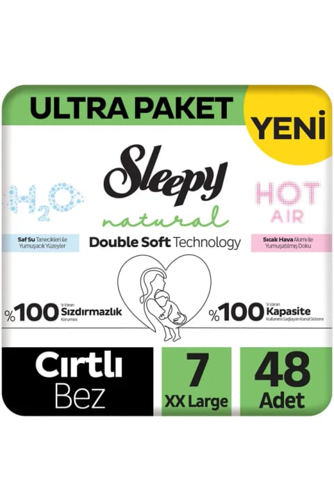 Sleepy Natural Double Soft پوشک بچه سایز ۷ (XXL) بسته ۴۸ عددی