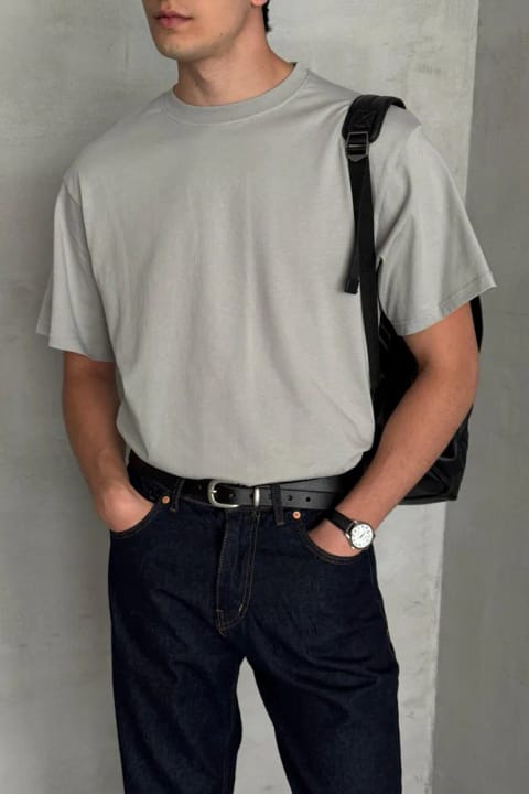 تی‌شرت مردانه Oversize Basic نخ پنبه ۱۰۰٪ خاکستری