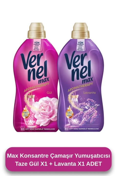 Vernel Max تازه گل رز و تازه اسطوخودوس مایع نرمکننده لباس - ست Vernel