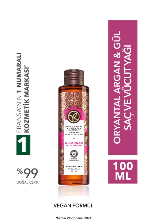 Yves Rocher روغن مو و بدن - مرطوب کننده مغذی آرگان و گل سرخ شرقی