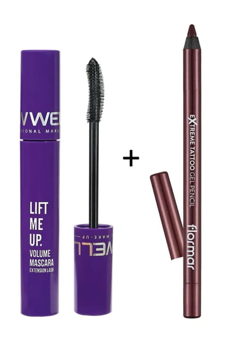 New Well Lift Me Up ماسکارا حجم دهنده ۸ میلیلیتر و مداد چشمی مات و ماندگار (شرابی) - ...