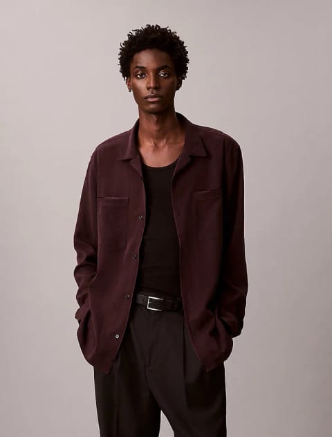 پیراهن کمپ براق مردانه Calvin Klein