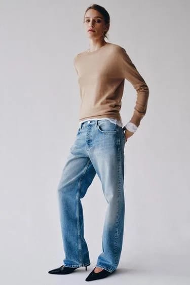 ZW COLLECTION شلوار جین راسته کمر وسط