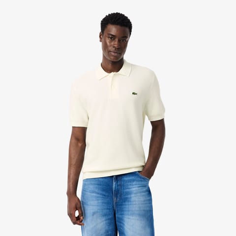پولوی کرم بافت Lacoste مدل Classic Fit آستین کوتاه مردانه