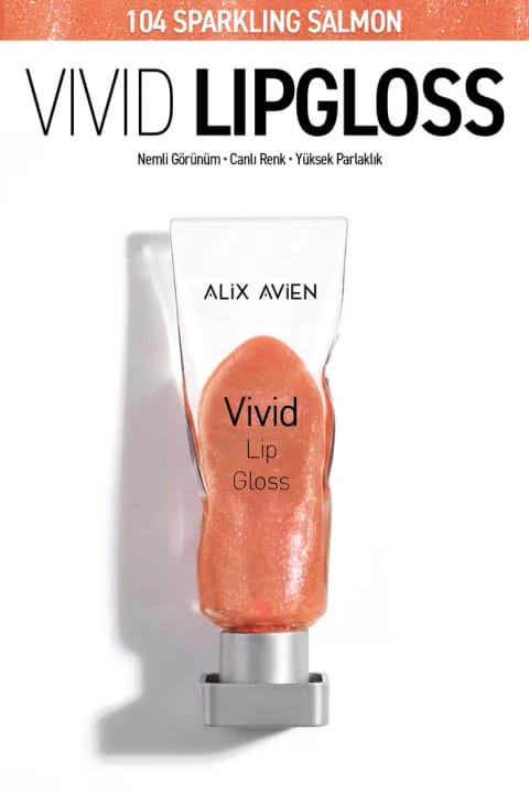 براقکننده لب مرطوبکننده Alix Avien حاوی Vitamin E با فینیش براق - Vivid Li... — 104 Sparkling Salmon
