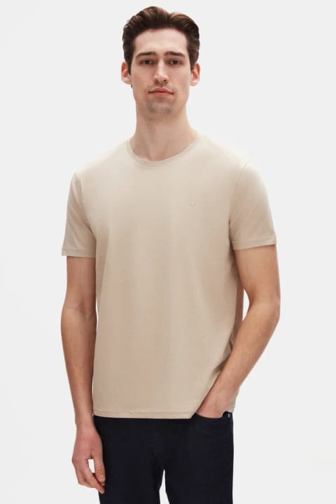 D'S Damat تی‌شرت Regular Fit بژ ساده با لوگو از 100% پنبه