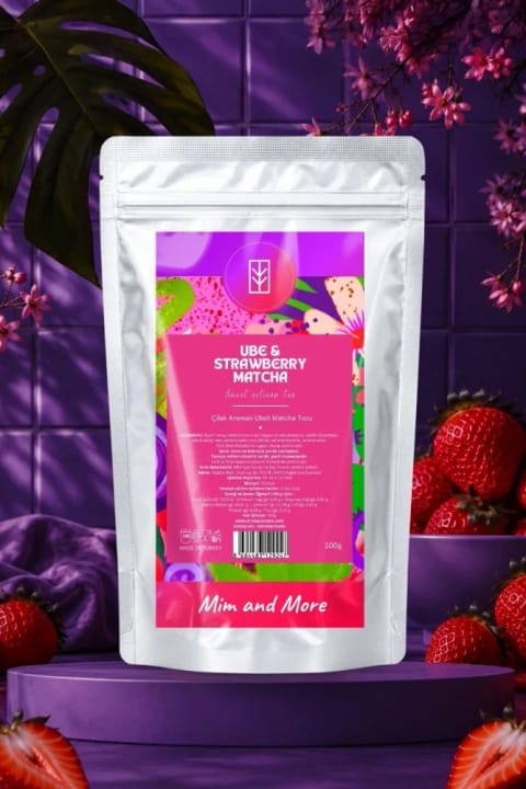 پودر ماچا سوپرفود Ube توت‌فرنگی Mim and More - ۱۰۰ گرم