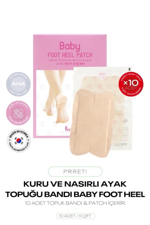 Prreti باند پاشنه پای خشک، آسیب‌دیده و پینه‌بسته Baby Foot Heel Patch ۱۰ عددی