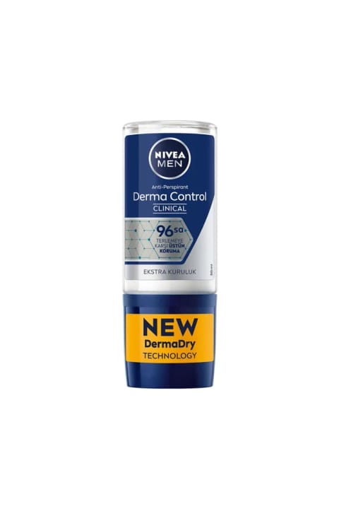 NIVEA MEN رول‌آن دئودورانت درما کنترل کلینیکال ۹۶ ساعته ضد تعریق ۵۰ میلی‌لیتر