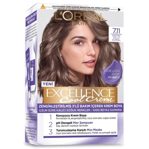 Loreal Paris Excellence Cool Creme رنگ مو 7.11 بلوند خاکستری دودی
