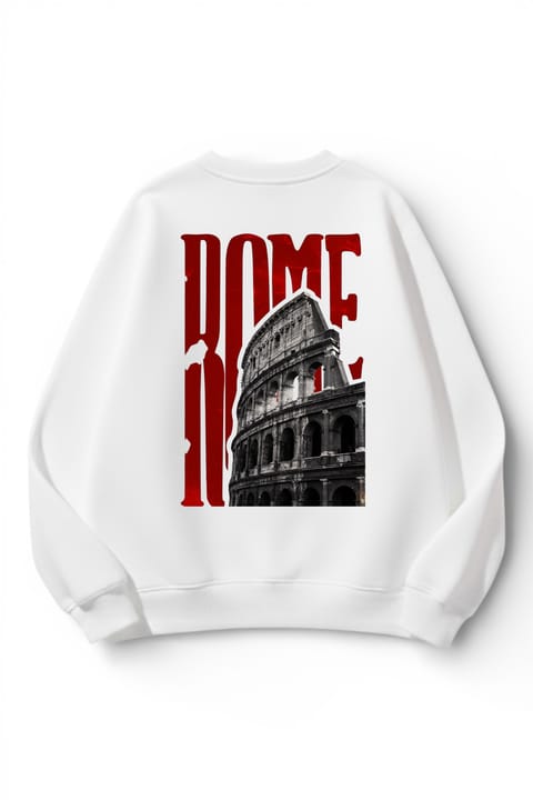 سویشرت اورسایز یونیسکس uyguntarz طرح Rome با بافت نرم و پارچه ۳ نخ بیسایکل