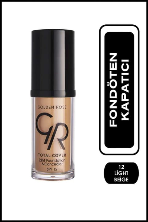 Golden Rose Total Cover کانسیلر و فونداسیون دوکاره شماره 12 لایت بژ