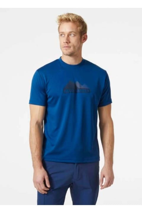 تی‌شرت آستین کوتاه یقه گرد مردانه آبی Helly Hansen Tech Graphic