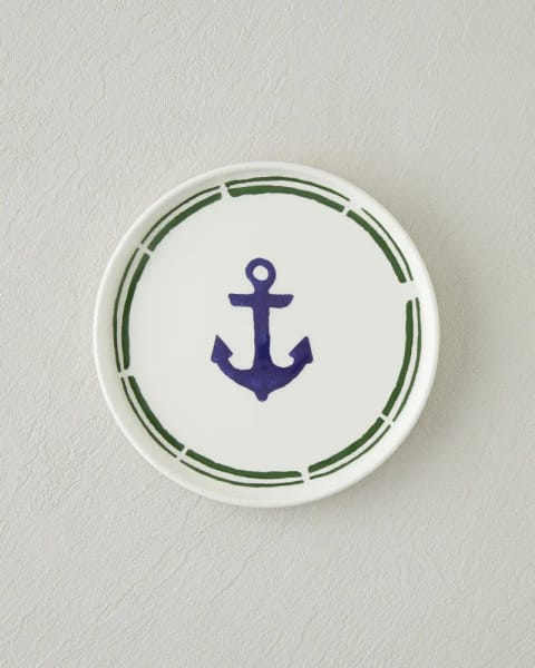 بشقاب دسر سرامیکی Marine Anchor ۱۶ سانتی‌متری سرمه‌ای – سبز