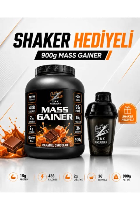 zax nutrition Mass Gainer با طعم کارامل شکلاتی + شیکر هدیه