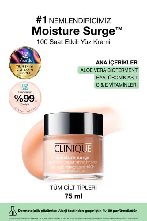 کرم آبرسان صورت کلینیک Moisture Surge™ ۱۰۰ ساعته ۷۵ml | Aloe V...