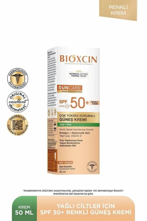 Bioxcin کرم ضد آفتاب رنگی مخصوص پوست چرب SPF 50+ 50 میلی‌لیتر