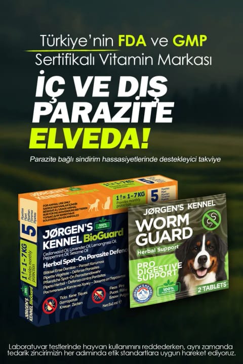 Jorgens Kennel قرص و قطره گیاهی ضد انگل داخلی و خارجی سگ