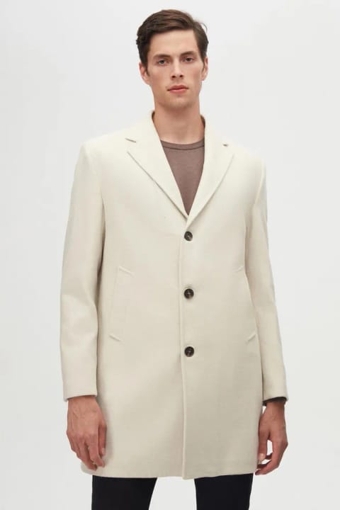 D'S Damat کت کشمیر یقه تک Regular Fit رنگ اکرو