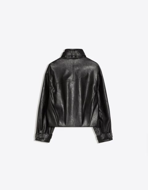 Bershka ژاکت یقه قیفی طرح چرم