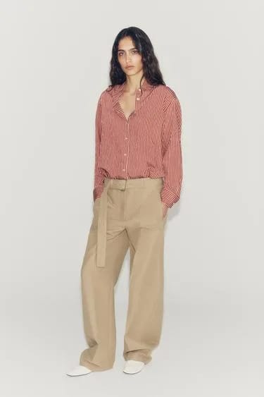 شلوار کمربنددار چین‌دار ZW Collection