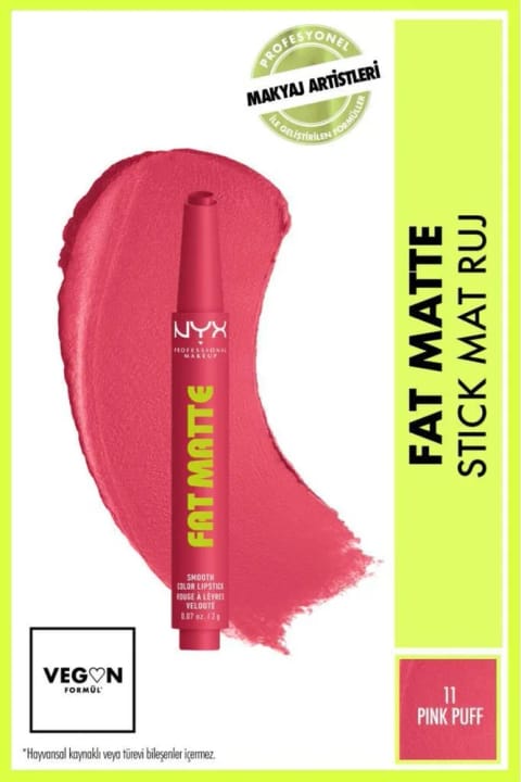 رژ لب مات مرطوب‌کننده NYX Professional Makeup Fat Matte - شماره 11 Pink Puff