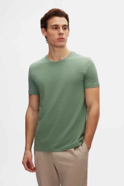 D'S Damat Ds Damat Slim Fit سبز یقه گرد ۱۰۰٪ پنبه تنفسپذیر تیشرت