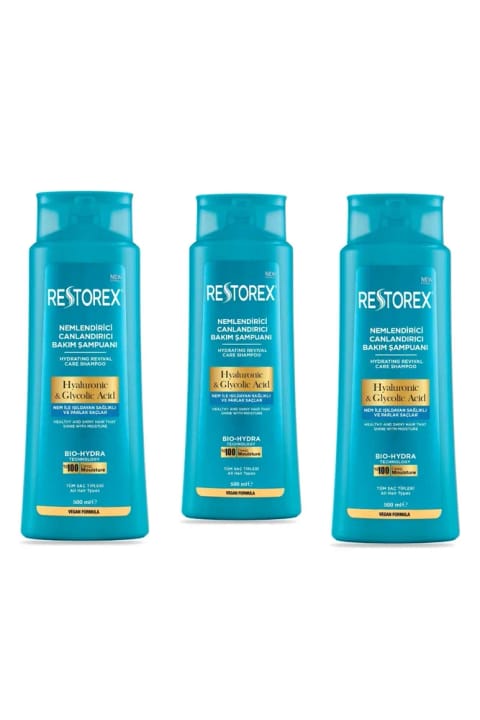 شامپو مراقبتی ترمیم‌کننده و آبرسان Restorex Hydra 3x500ml