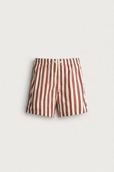 LONG STRIPED SWIMMING TRUNKS