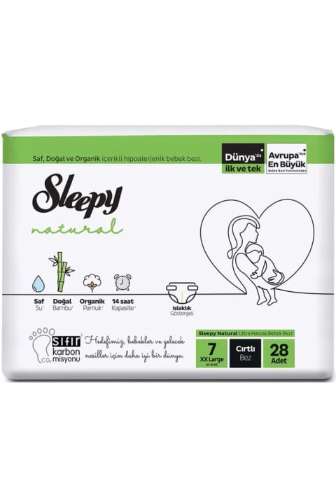 Sleepy Natural بسته اقتصادی پوشک بچه سایز 7 XX-Large 28 عددی — Ekonomik 28