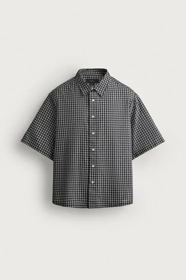 Zara پیراهن چهارخانه ژاکارد با فیت ریلکس